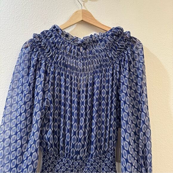 Misa Los Angeles Almaha Blouson Minidress Size S Majorelle Lapis Tile - Picture 12 of 16